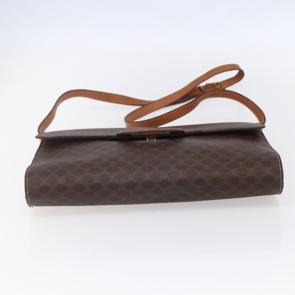 Celine Vintage Macadam Circle Logo Canvas And Leather Brown Canvas Shoulder Bag Bag (Pre-Owned)