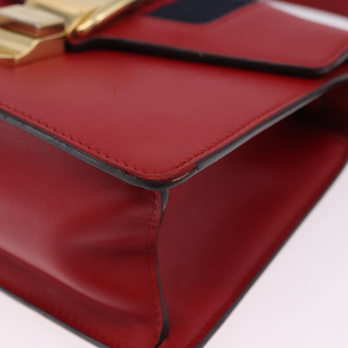 Gucci Sylvie Belt Leather Red Leather Handbag (Pre-Owned)