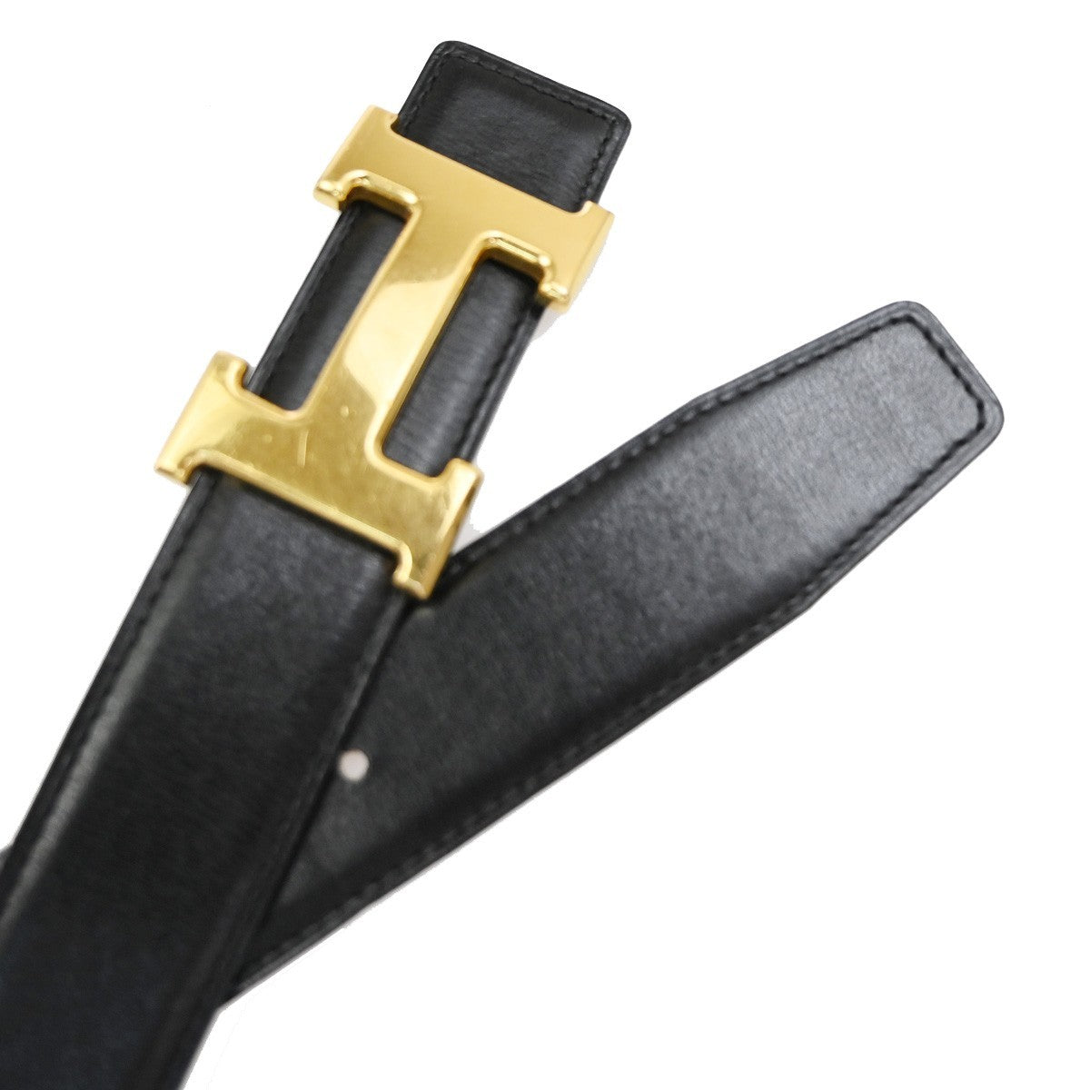 Hermes Constance Reversible Belt Leather Black Leather Belts Accessory (Pre-Owned)