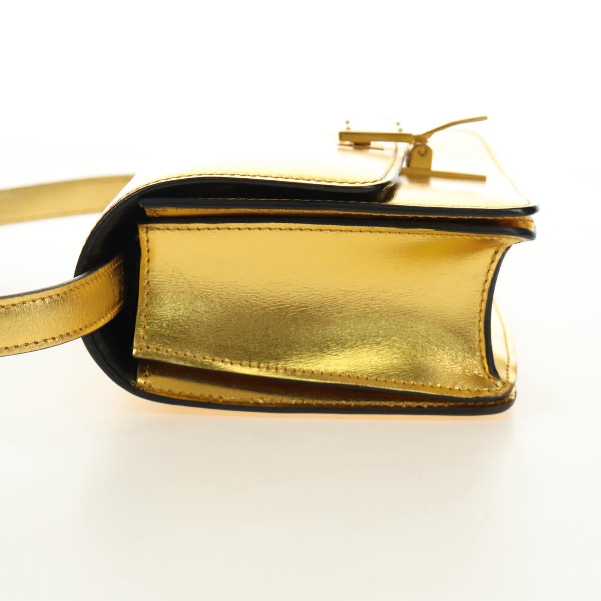 Celine Flap Shoulder Leather Gold Leather Shoulder Bag Bag (Pre-Owned)