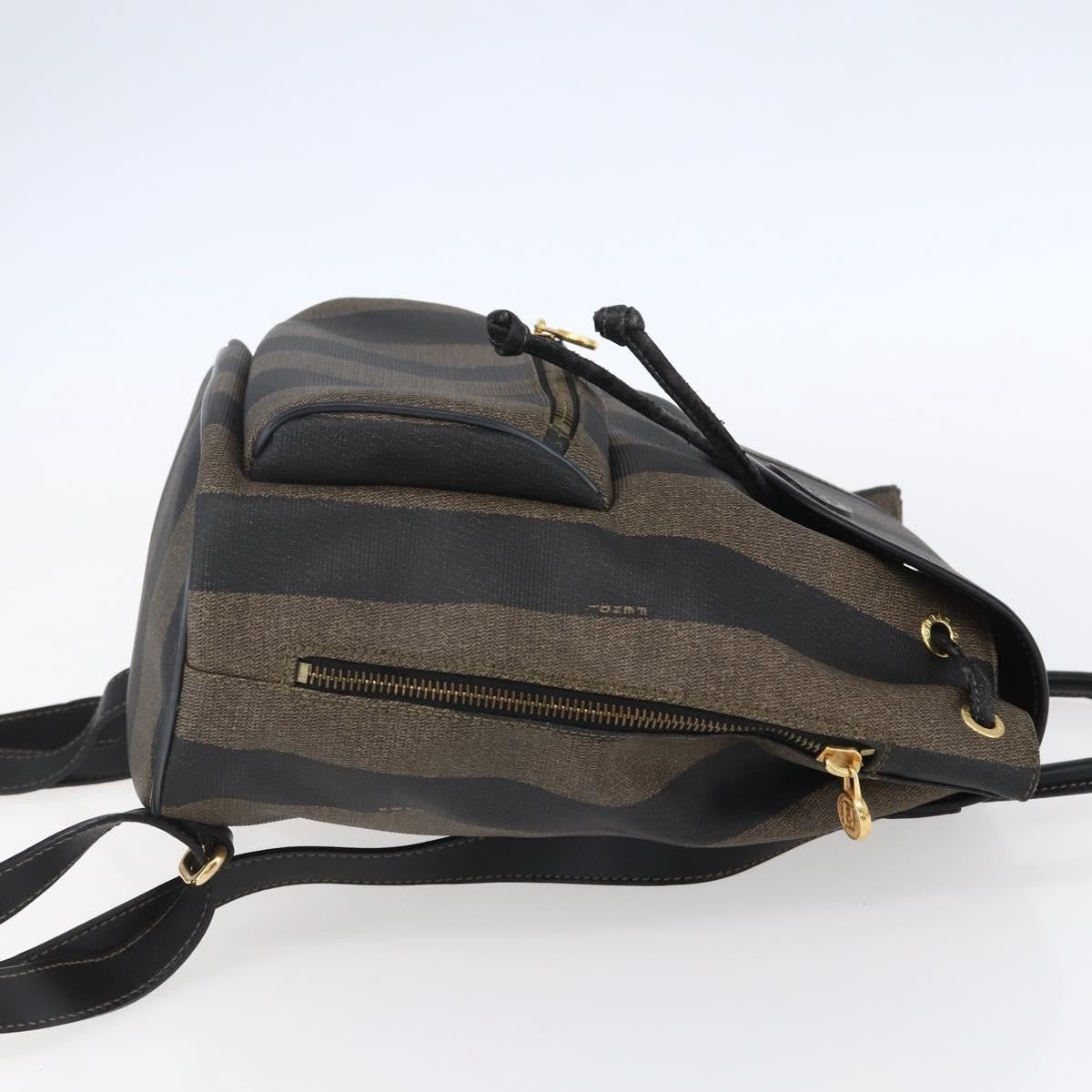Fendi Vintage Pequin Logo Coated Canvas Brown Canvas Backpack Bag (Pre-Owned)