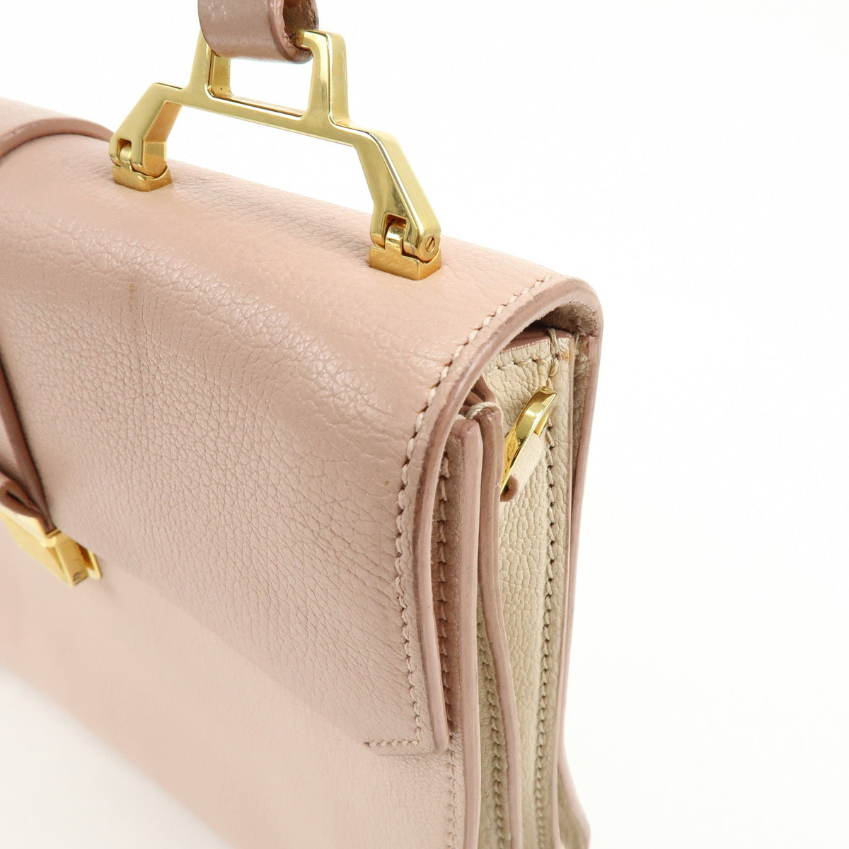 Miu Miu Madras Convertible Compartment Top Handle Leather Pink Leather Handbag (Pre-Owned)