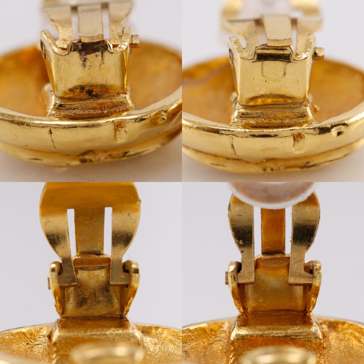 Chanel Vintage Cc Clip-On Metal Gold Gold_Plated Earrings Jewelry (Pre-Owned)