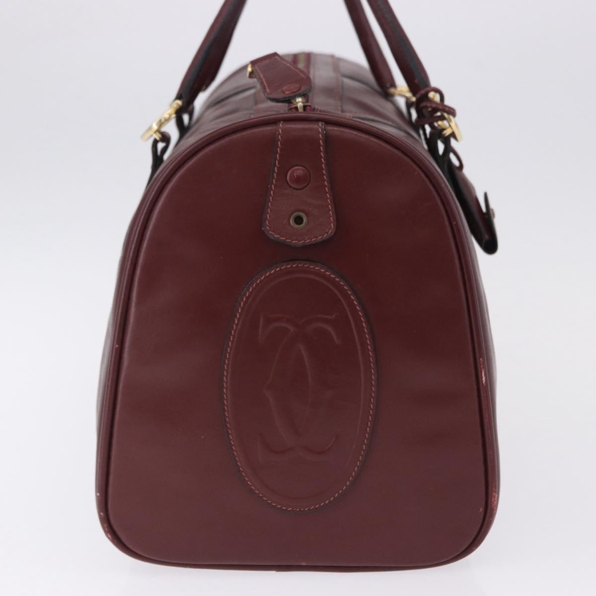 Cartier Must De Cartier Boston Leather Burgundy Leather Travel Bag Bag (Pre-Owned)