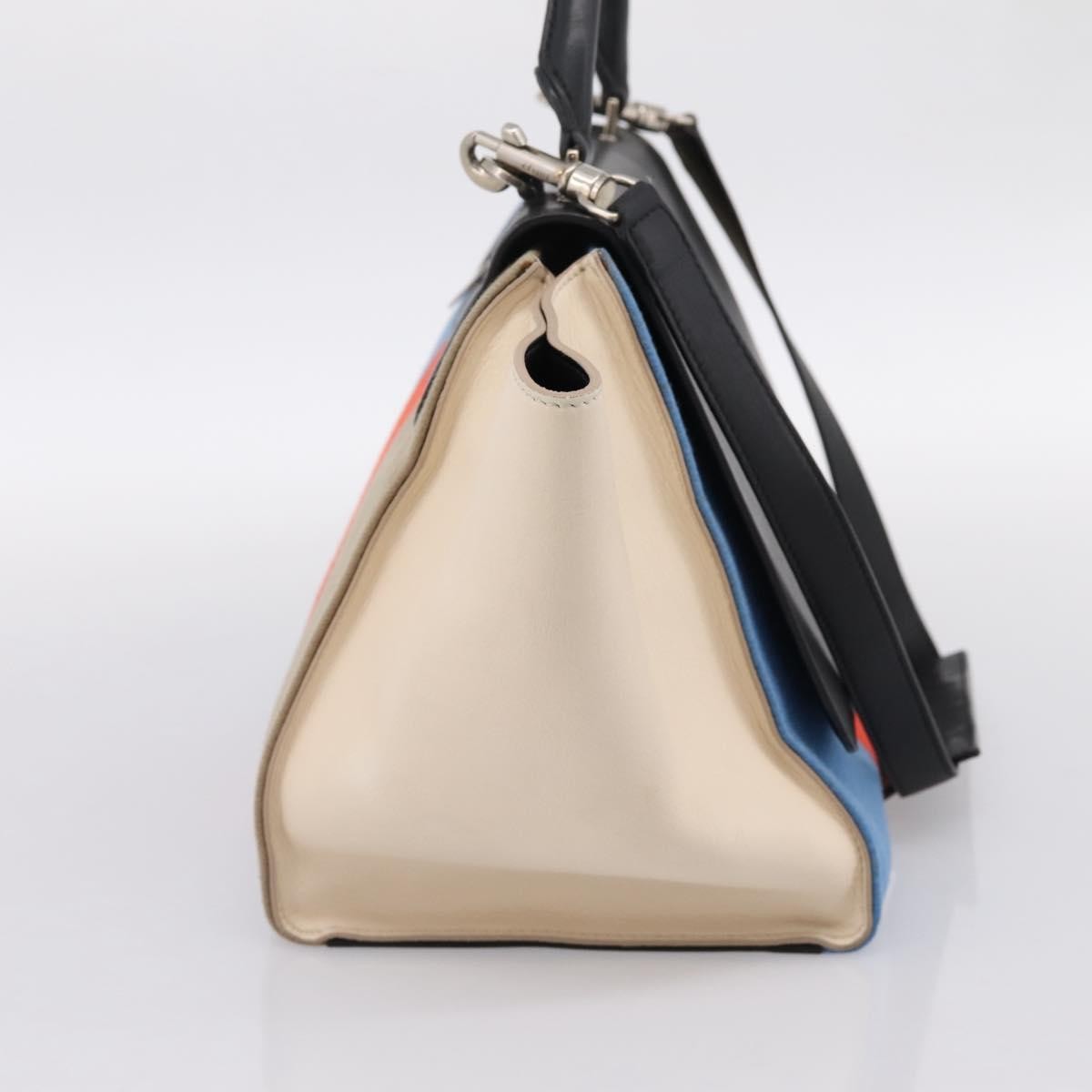 Celine Tricolor Trapeze Leather Beige Wool Handbag (Pre-Owned)