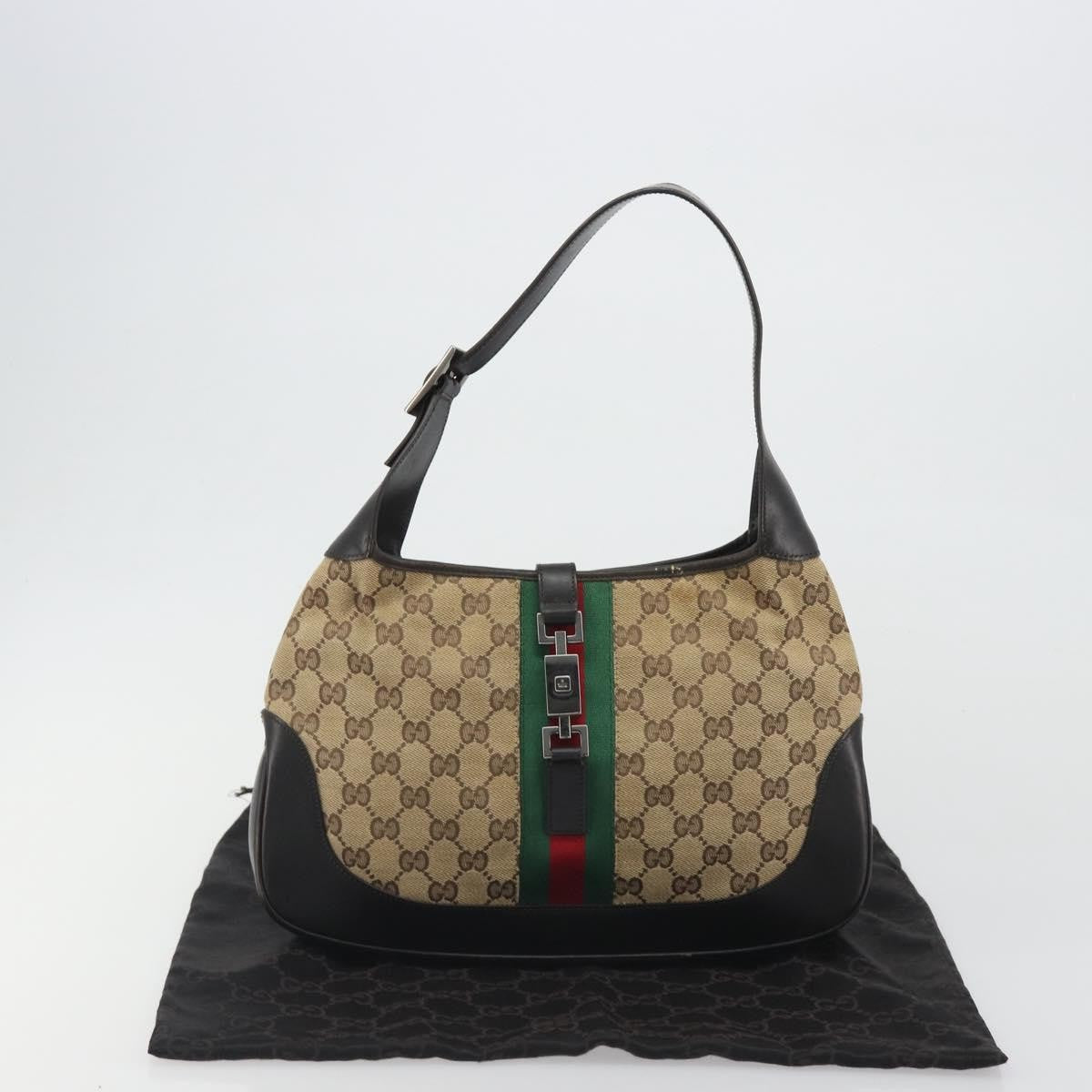Gucci Web Jackie O Hobo Gg Canvas Beige Canvas Shoulder Bag Bag (Pre-Owned)
