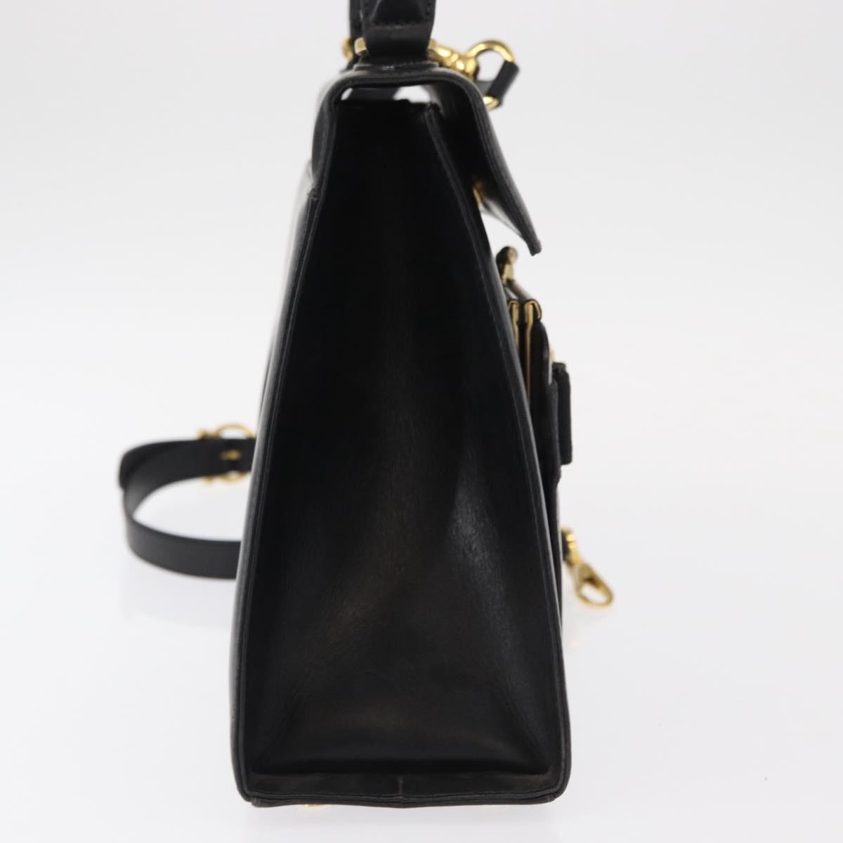 Salvatore Ferragamo Vintage Vara Bow Top Handle Leather Black Leather Handbag (Pre-Owned)
