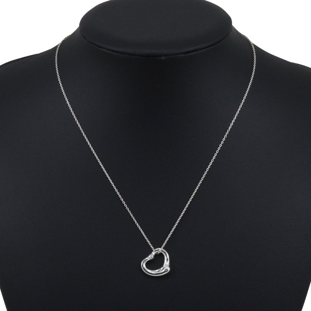 Tiffany & Co. Elsa Peretti Open Heart Pendant Sterling Silver With Diamond Silver Silver Necklace Jewelry (Pre-Owned)