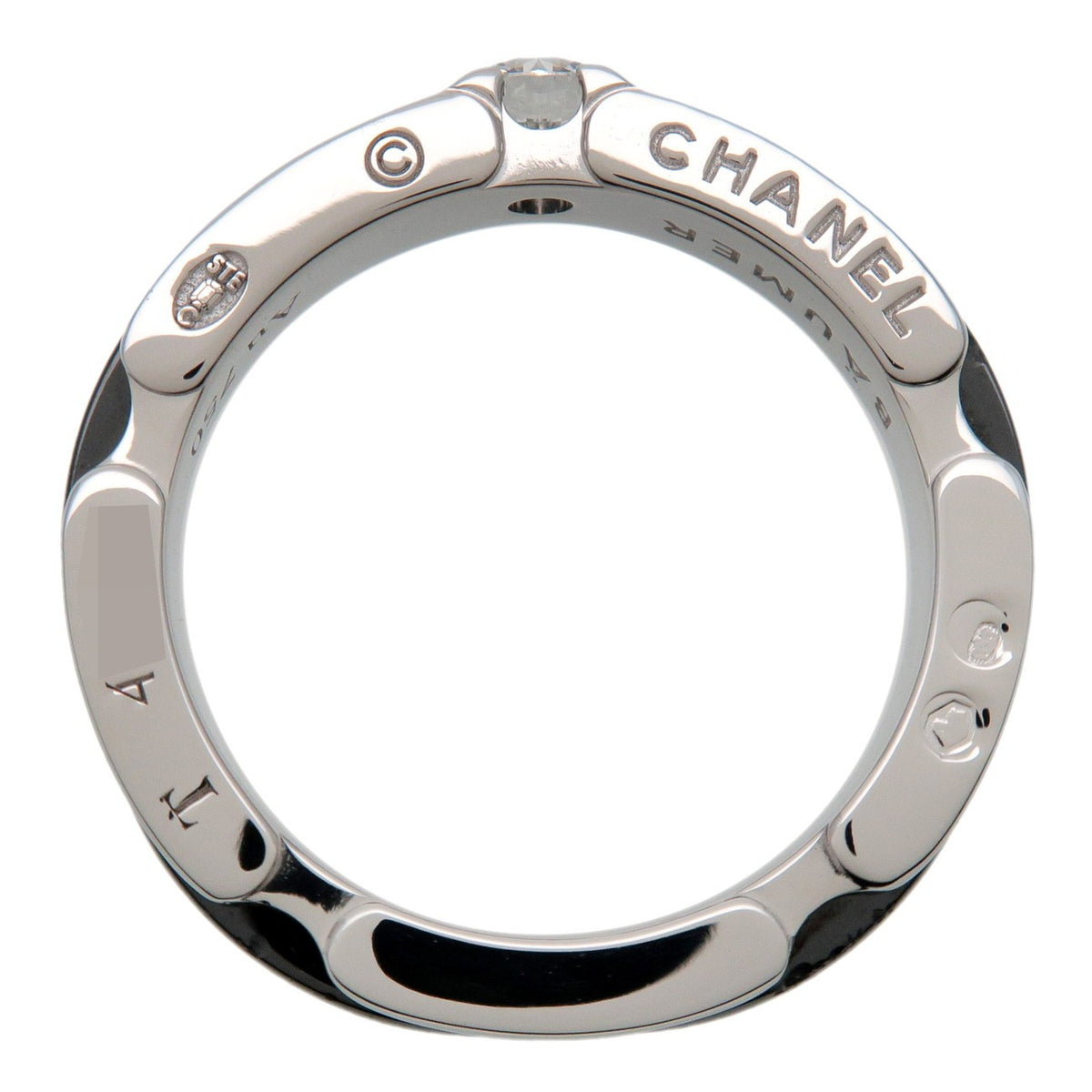 Chanel Ultra Link 18K White Gold And Ceramic With Diamond Silver White_Gold Ring Jewelry (Pre-Owned)