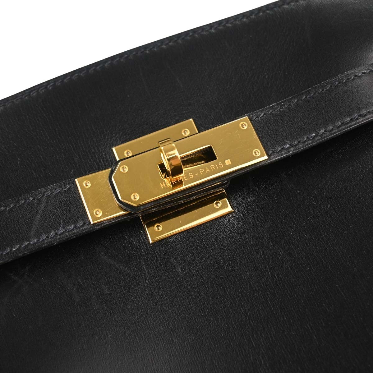 Hermes Kelly Sport Box Calf Black Leather Shoulder Bag Bag (Pre-Owned)