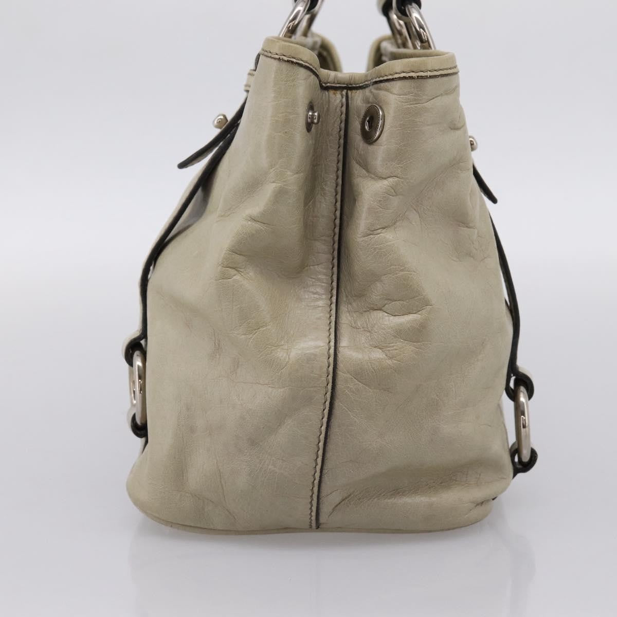 Miu Miu Bow Satchel Vitello Lux Beige Leather Handbag (Pre-Owned)