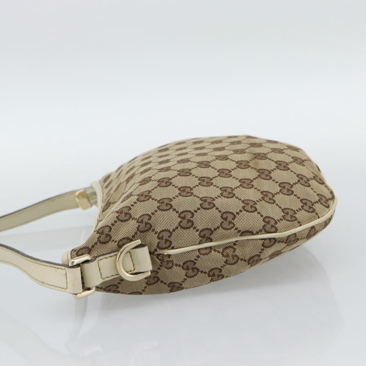 Gucci Britt Half Moon Hobo Gg Canvas And Leather Beige Canvas Shoulder Bag Bag (Pre-Owned)