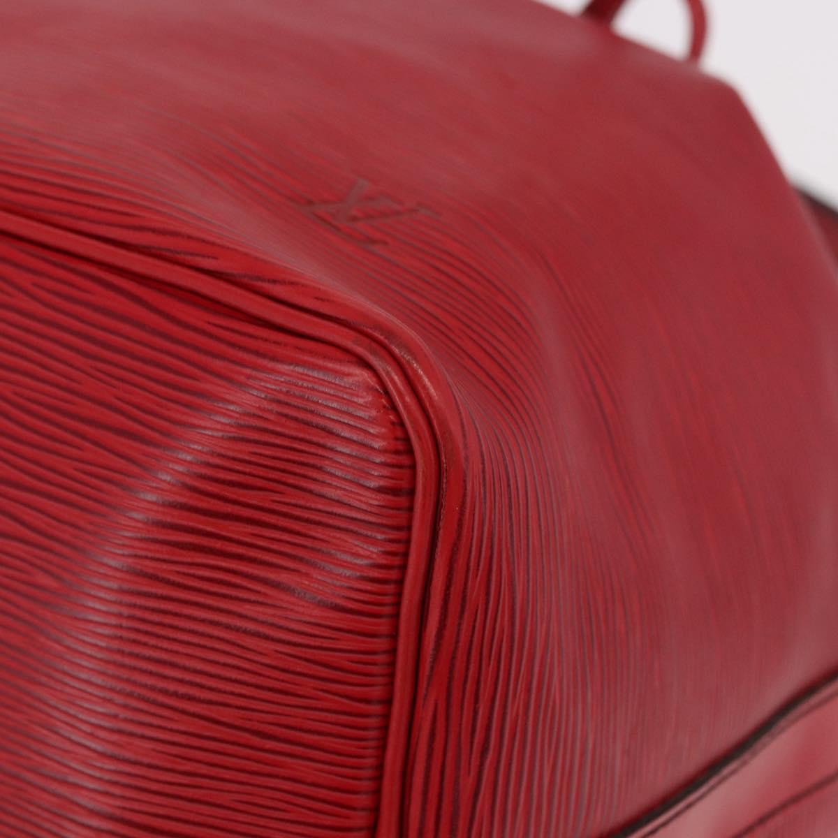 Louis Vuitton Petit Noe Monogram Canvas Red Leather Handbag (Pre-Owned)