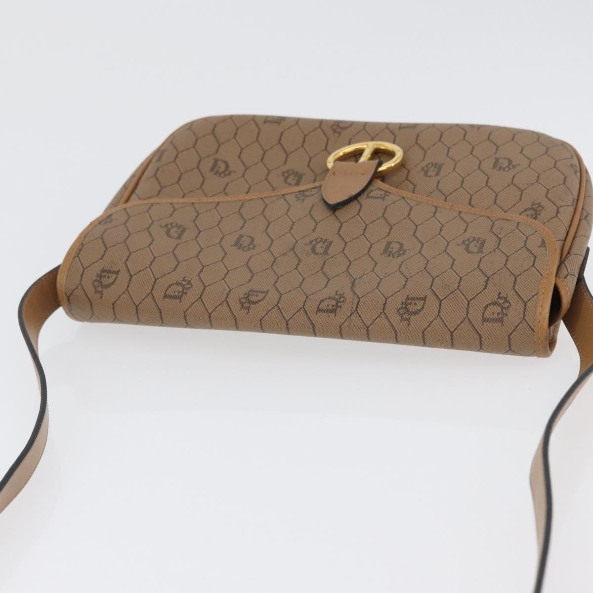 Christian Dior Vintage Honeycomb Canvas And Leather Beige Canvas Shoulder Bag Bag (Pre-Owned)