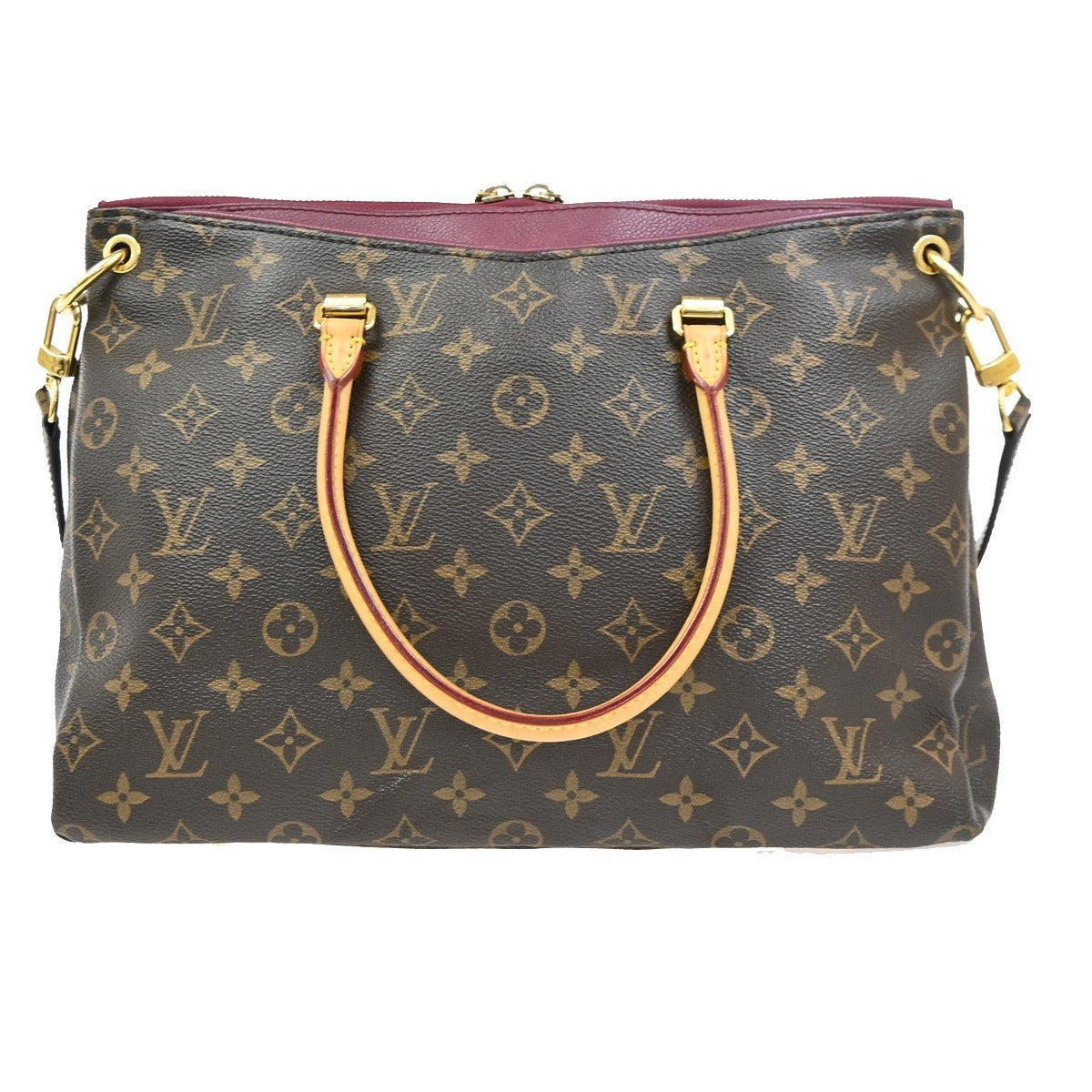 Louis Vuitton Pallas Tote Monogram Canvas With Leather Brown Leather Handbag (Pre-Owned)