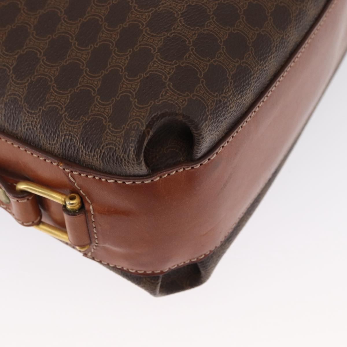 Celine Vintage Macadam Canvas And Leather Brown Canvas Shoulder Bag Bag (Pre-Owned)