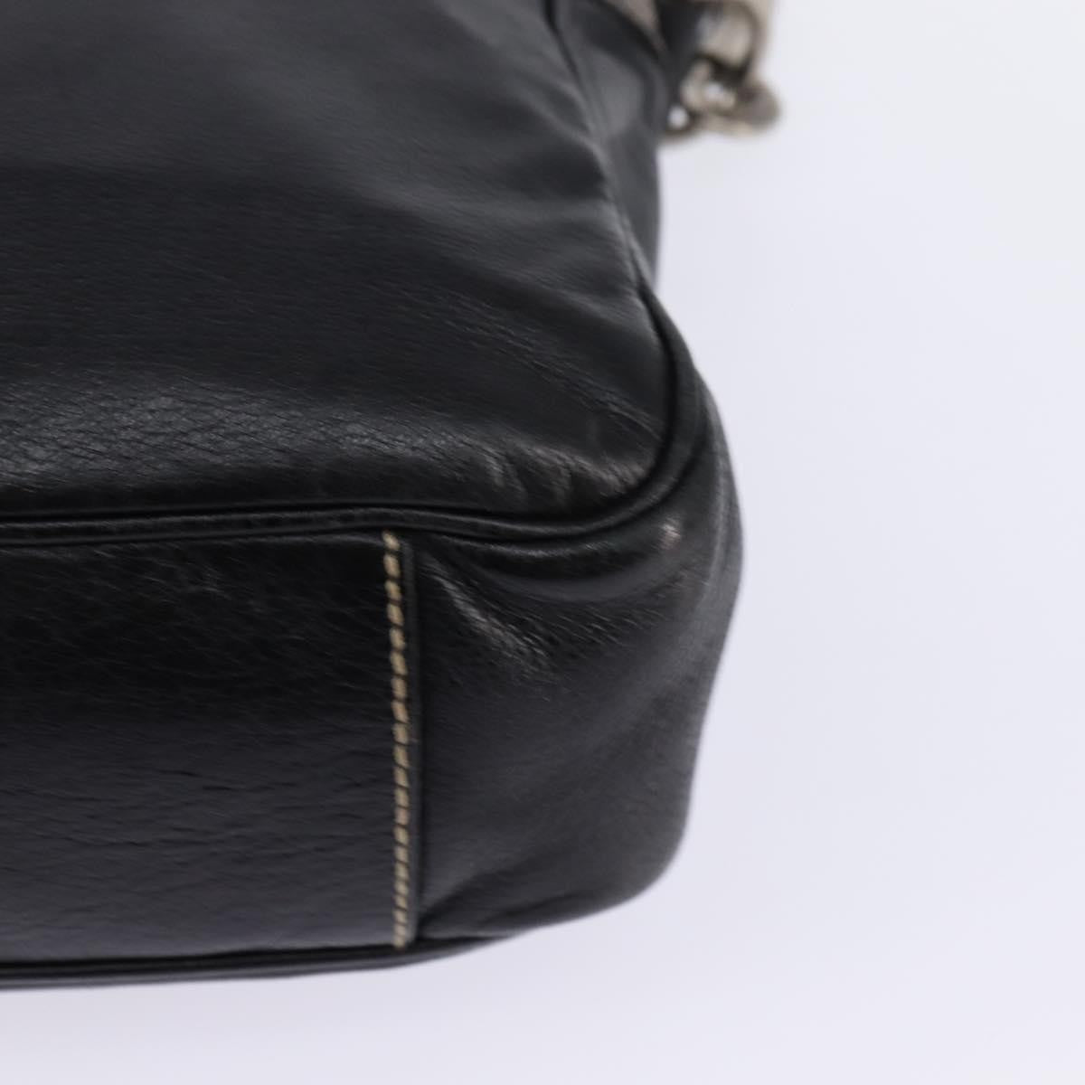 Gucci Front Zip Messenger Leather Black Leather Shoulder Bag Bag (Pre-Owned)