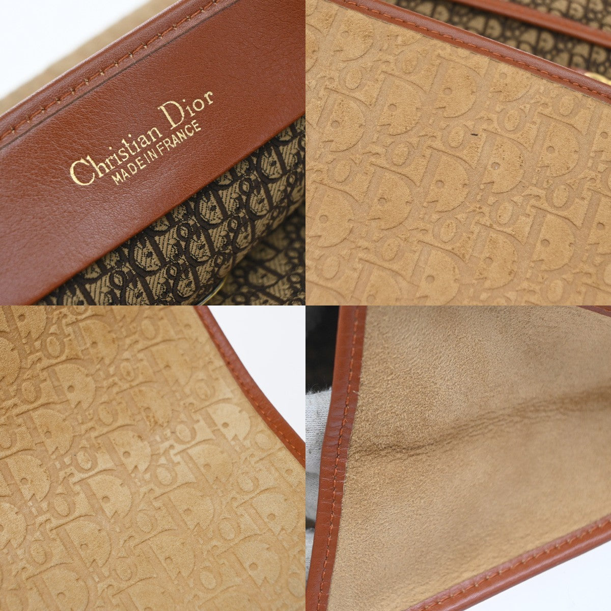 Christian Dior Trotter Shoulder Bag Leather Beige Suede Shoulder Bag Bag (Pre-Owned)