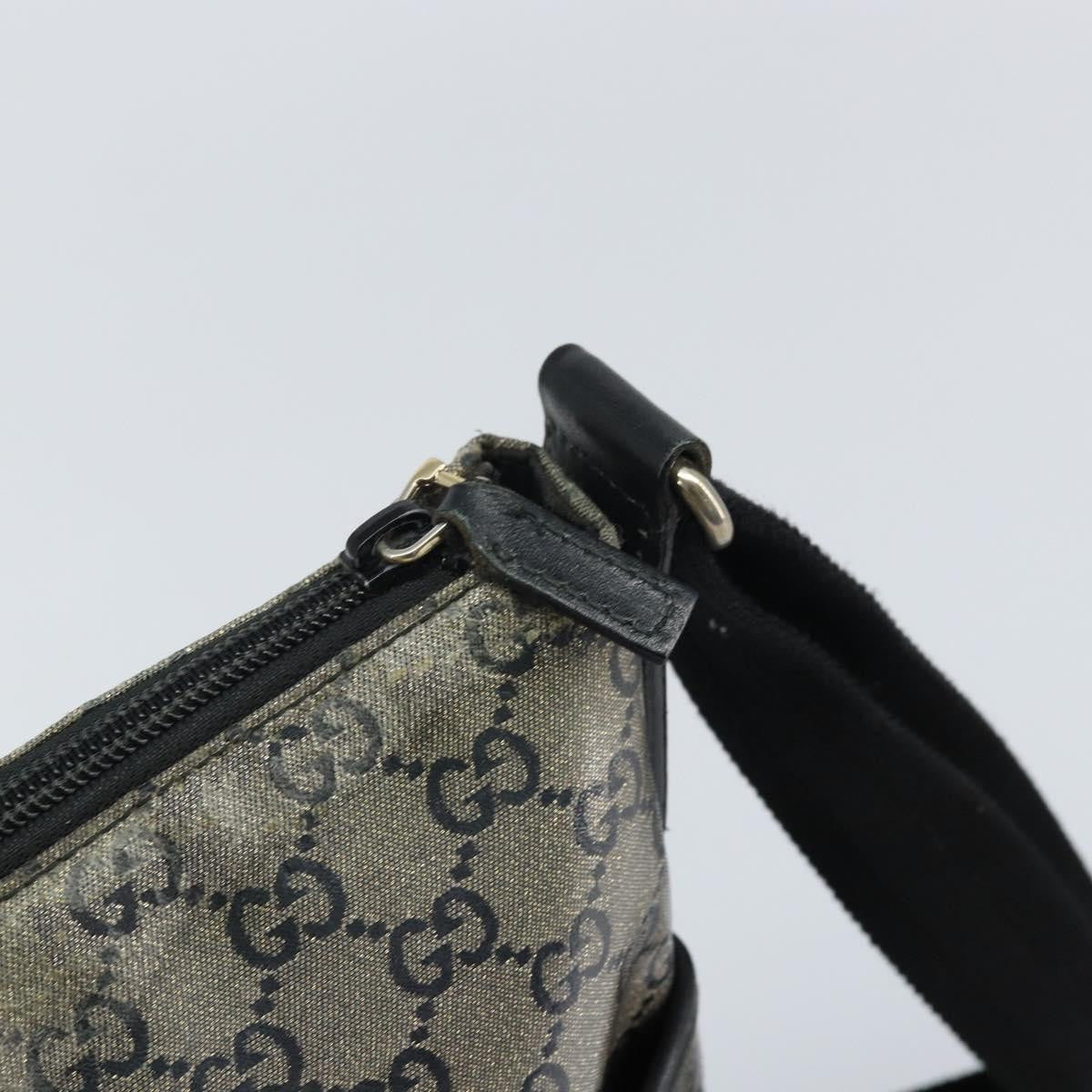 Gucci Zip Messenger Gg Canvas With Perforated Leather Navy Canvas Shoulder Bag Bag (Pre-Owned)