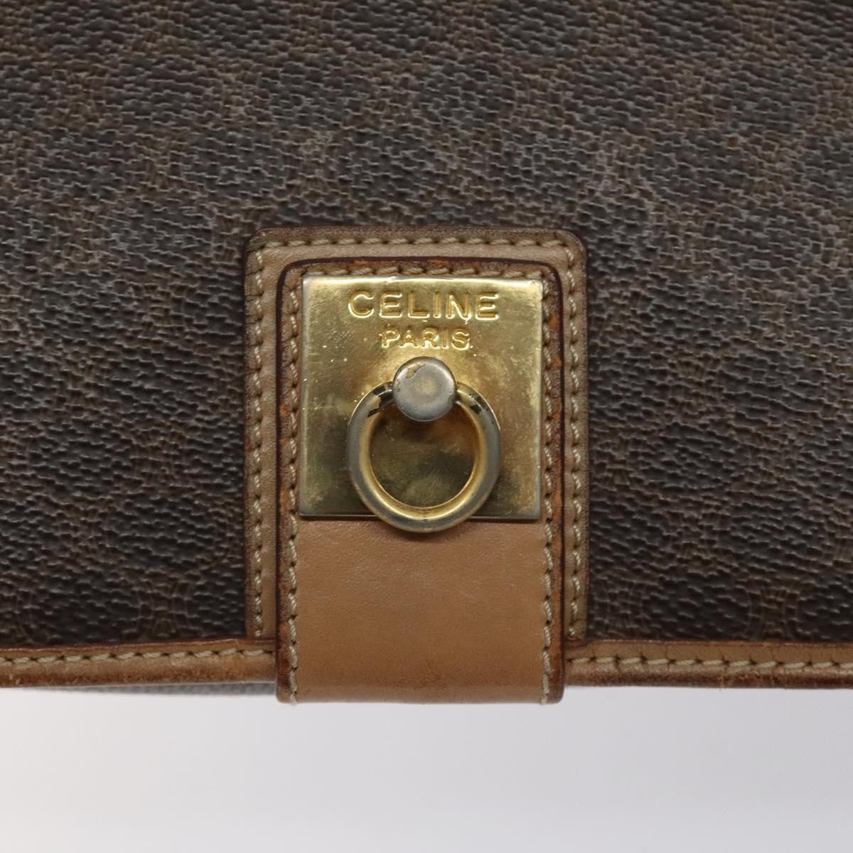 Celine Vintage Macadam Canvas And Leather Brown Canvas Shoulder Bag Bag (Pre-Owned)