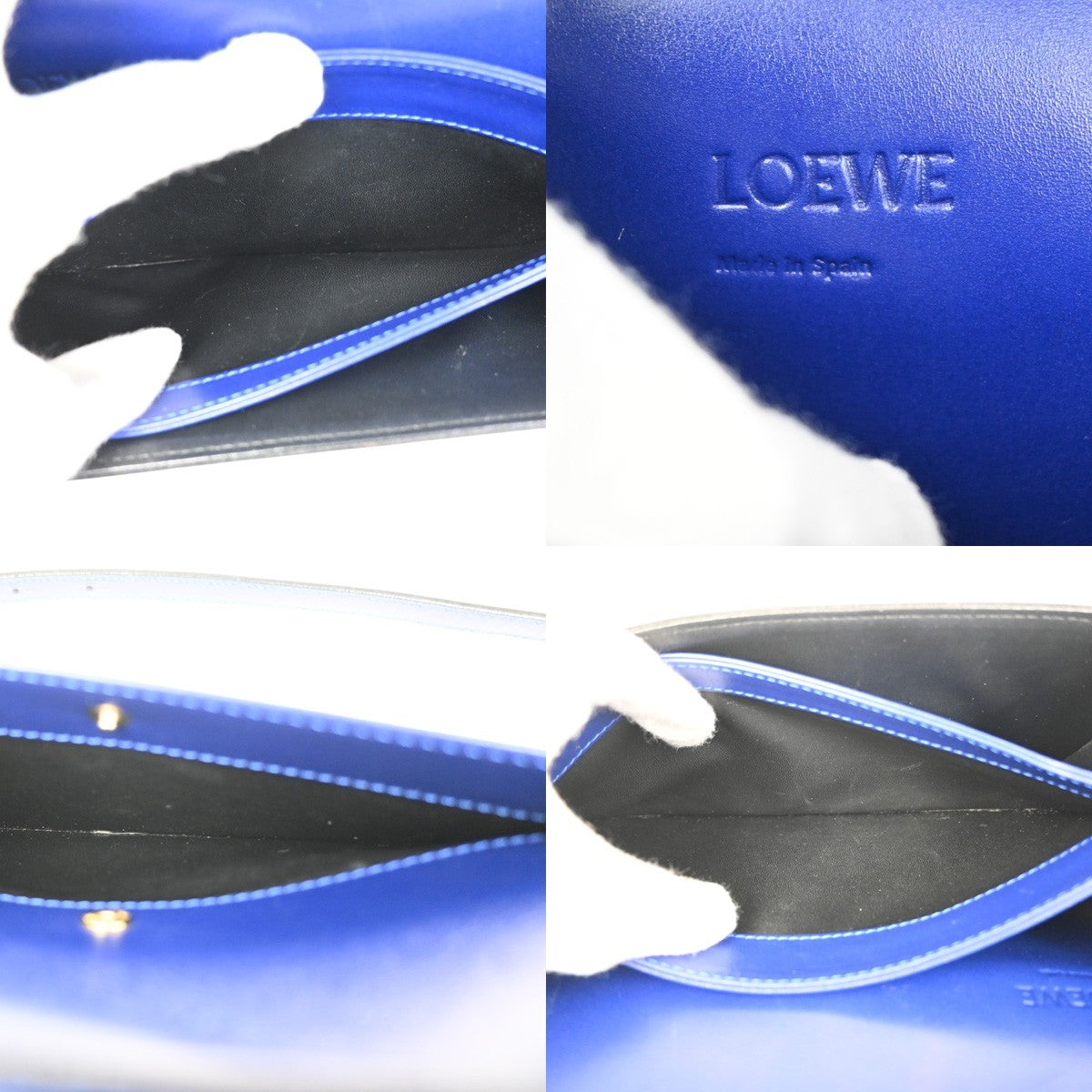 Loewe Barcelona Leather Blue Leather Shoulder Bag Bag (Pre-Owned)