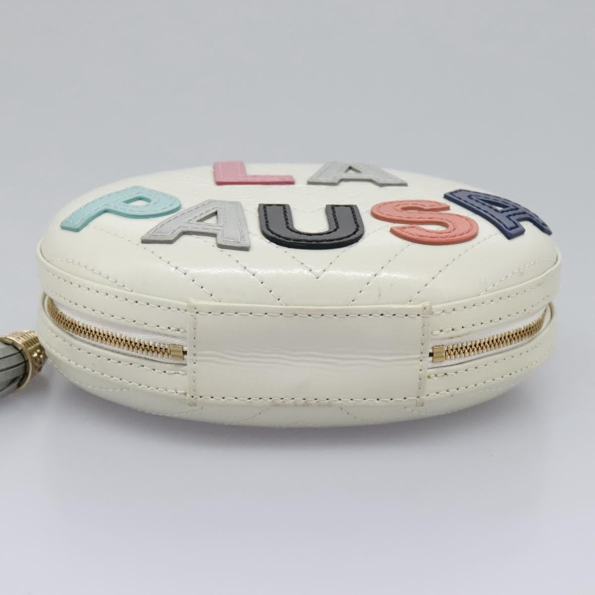Chanel La Pausa Evening Chevron Lambskin With Applique White Leather Shoulder Bag Bag (Pre-Owned)