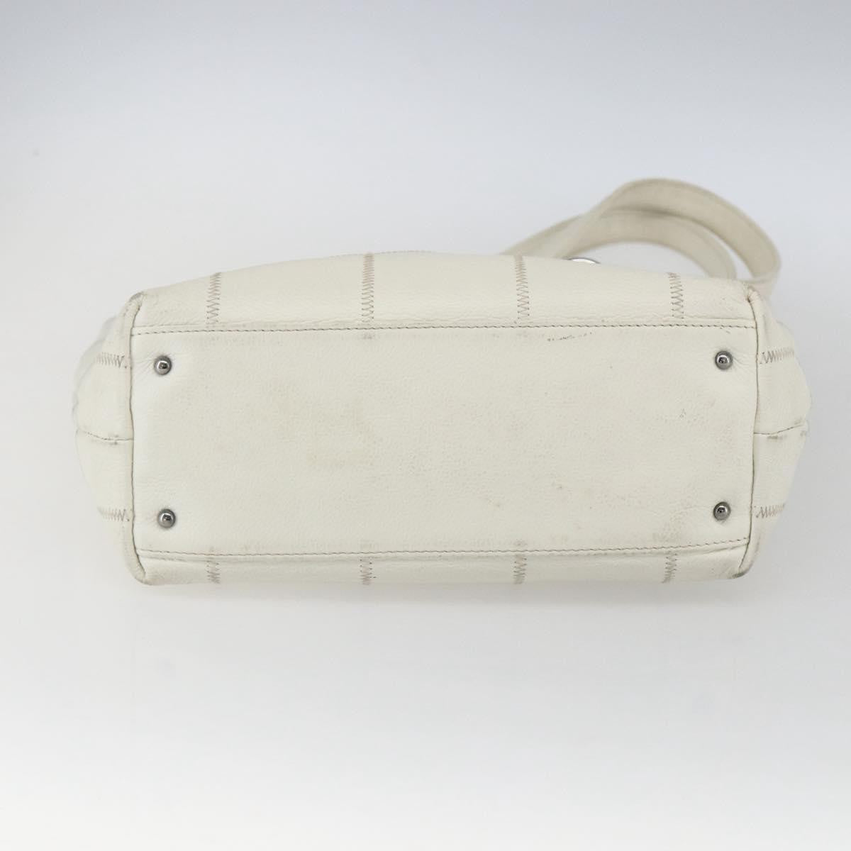 Chanel Square Stitch Quilted Leather White Leather Tote Bag Bag (Pre-Owned)
