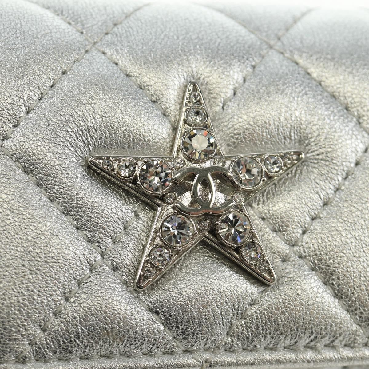 Chanel Cc Star Flap Chain Belt Quilted Lambskin Silver Leather Clutche & Pouche Bag (Pre-Owned)