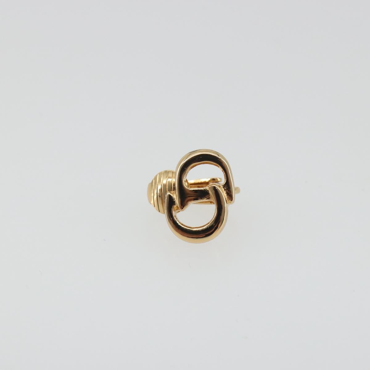 Christian Dior Vintage Cd Logo Grooved Earrings Metal Gold Metal Earrings Jewelry (Pre-Owned)