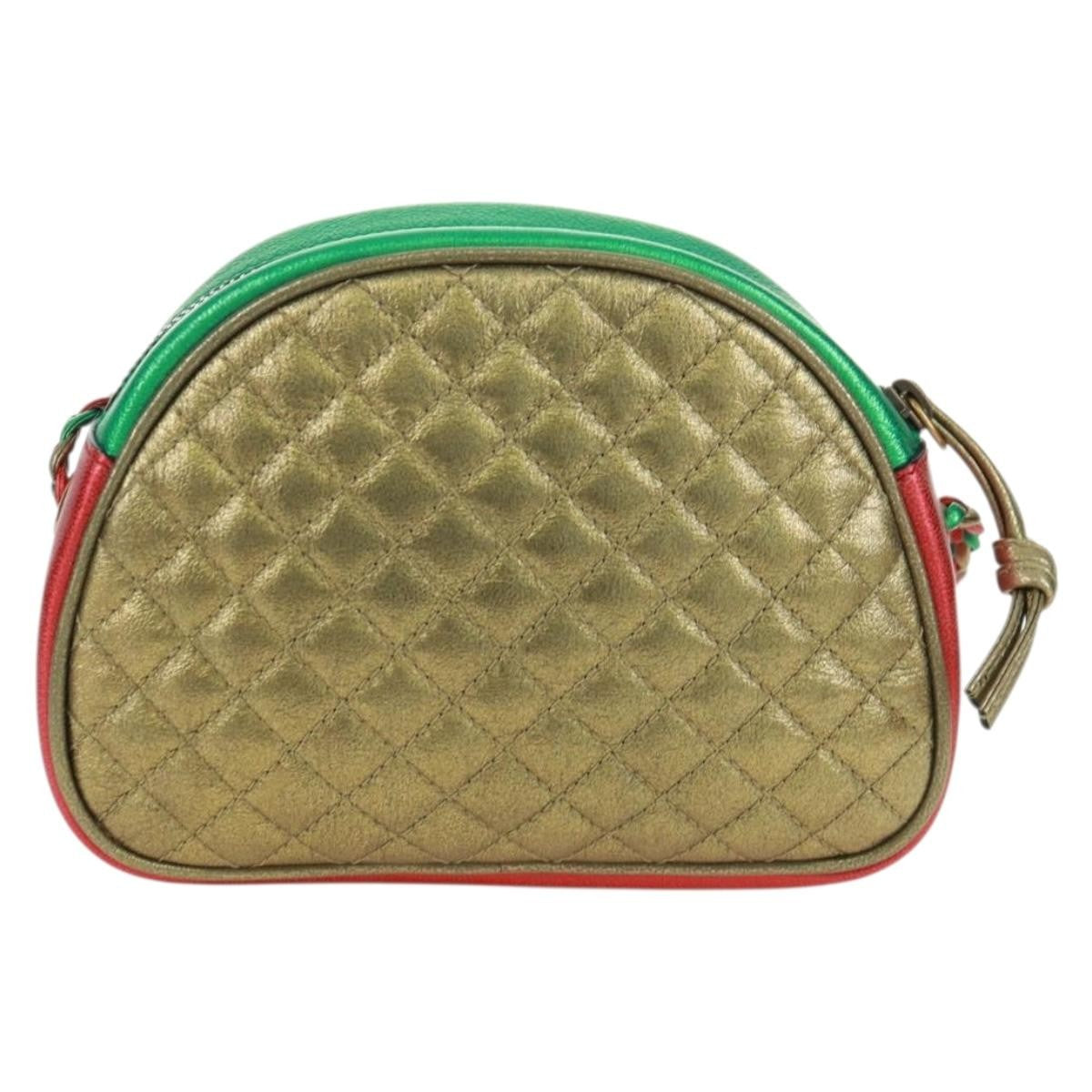 Gucci Trapuntata Camera Quilted Laminated Leather Red Leather Shoulder Bag Bag (Pre-Owned)
