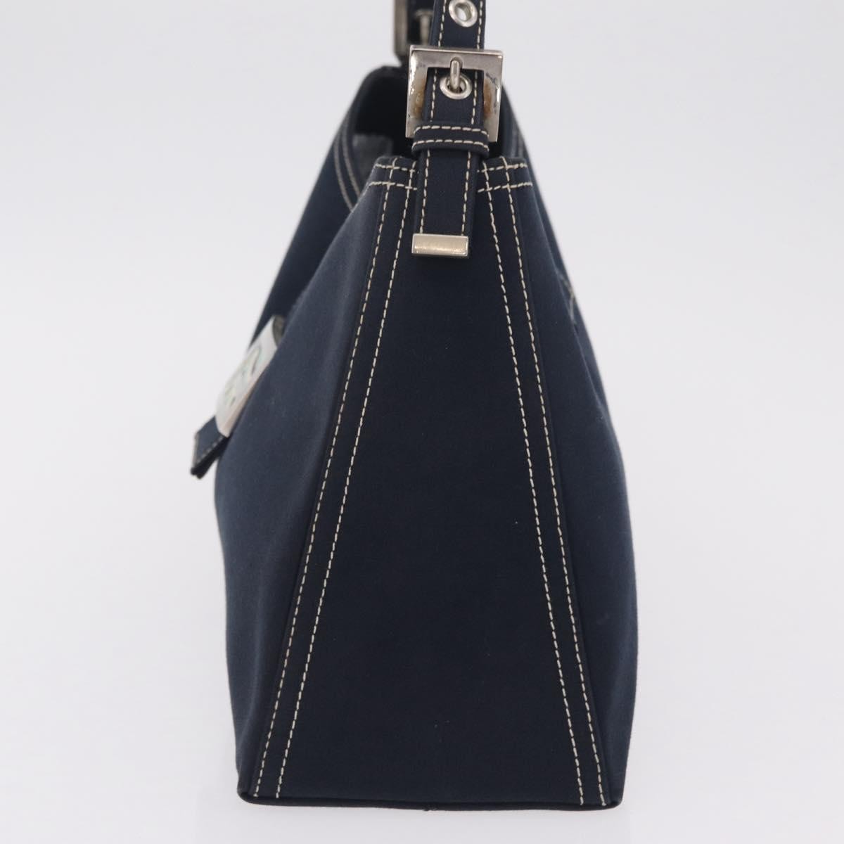 Fendi Baguette Canvas Navy Canvas Handbag (Pre-Owned)