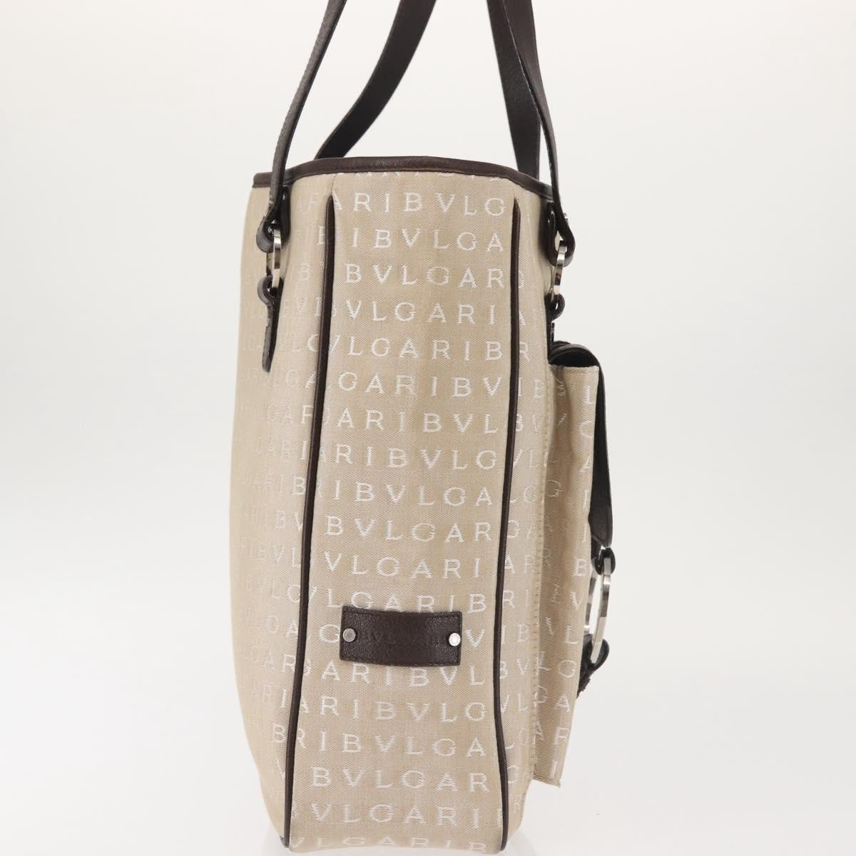 Bvlgari B.Zero1 Bucket Leather Beige Canvas Tote Bag Bag (Pre-Owned)
