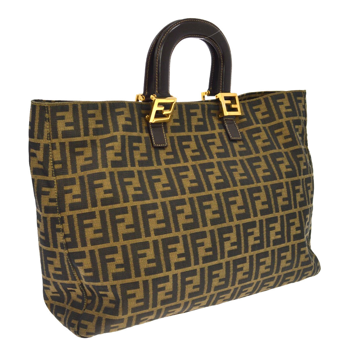 Fendi Vintage Top Handle Zucca Canvas Brown Canvas Tote Bag Bag (Pre-Owned)