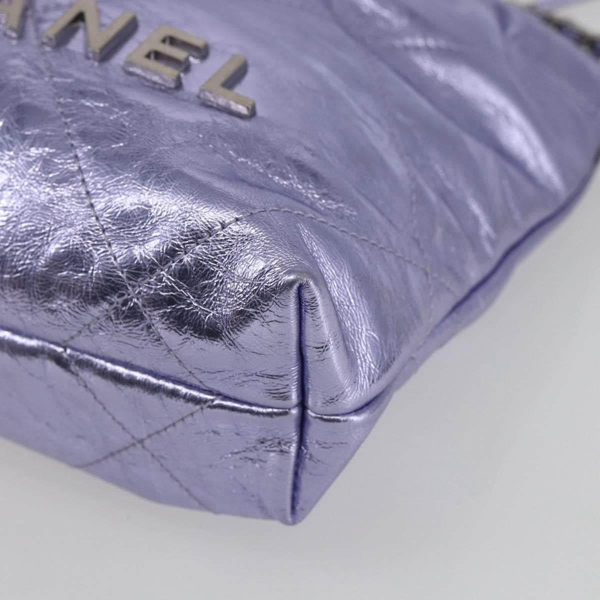 Chanel 22 Chain Hobo Quilted Calfskin Purple Leather Shoulder Bag Bag (Pre-Owned)