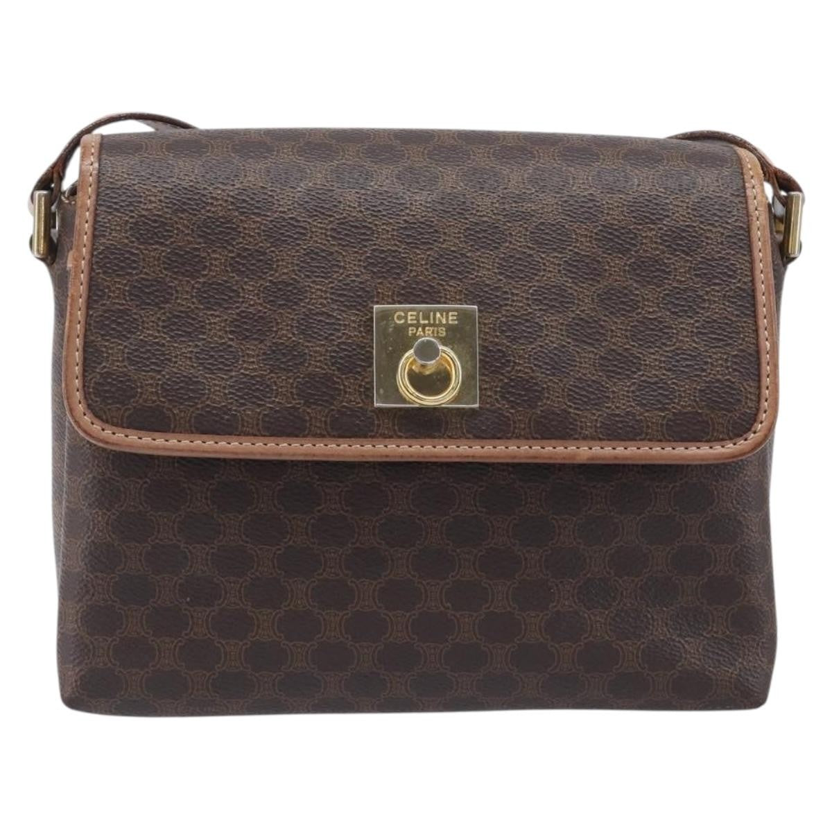 Celine Macadam Shoulder Canvas Brown Canvas Crossbody Bag Bag (Pre-Owned)