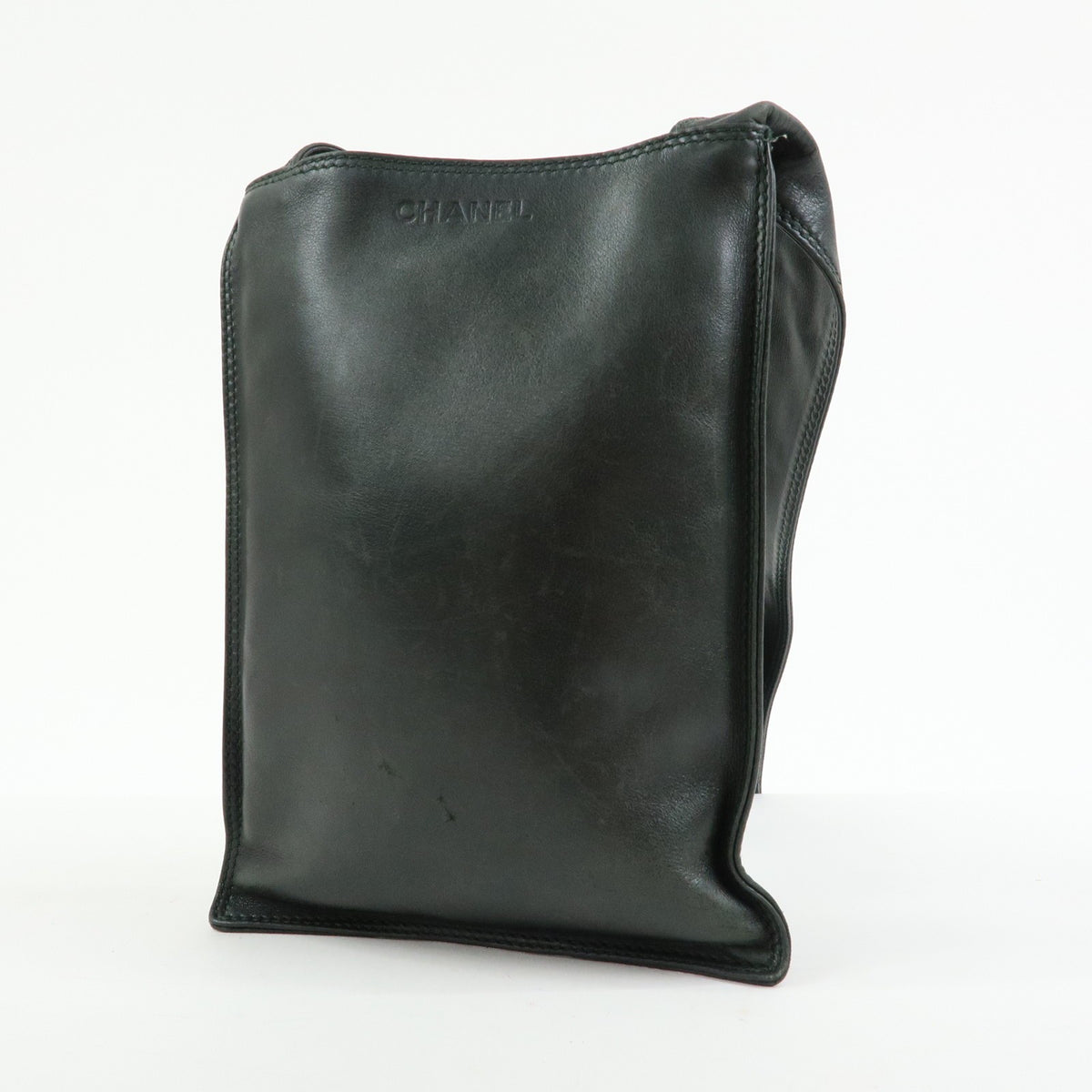 Chanel Flat Cc Lambskin Black Leather Backpack Bag (Pre-Owned)