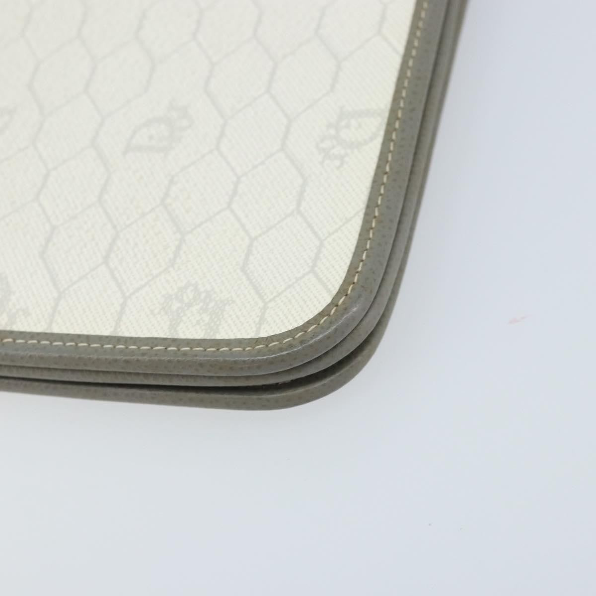 Christian Dior Vintage Honeycomb Zip Coated Canvas White Canvas Clutche & Pouche Bag (Pre-Owned)