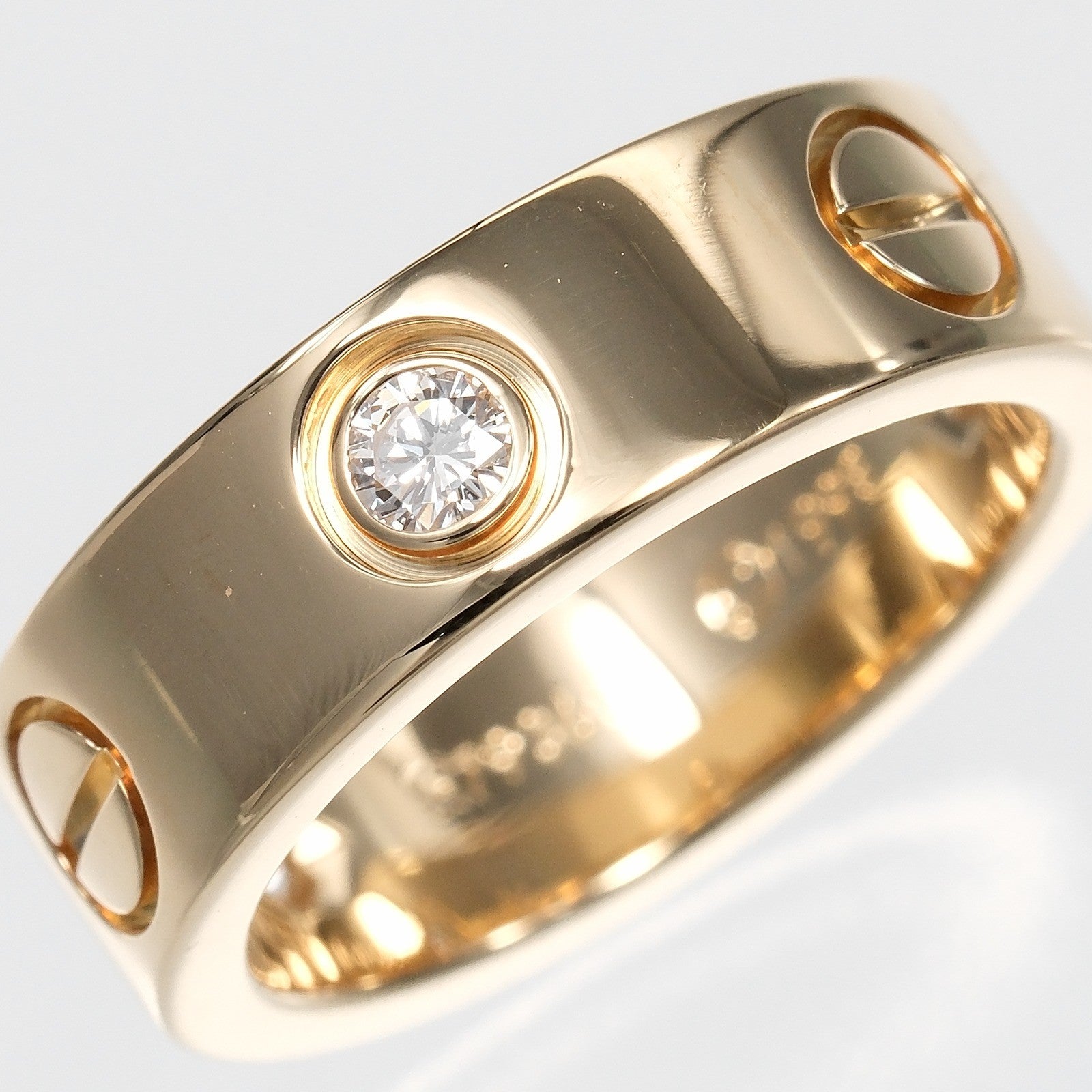 Cartier Love 3 Diamonds Band 18K Yellow Gold With Diamonds Gold Yellow_Gold Ring Jewelry (Pre-Owned)