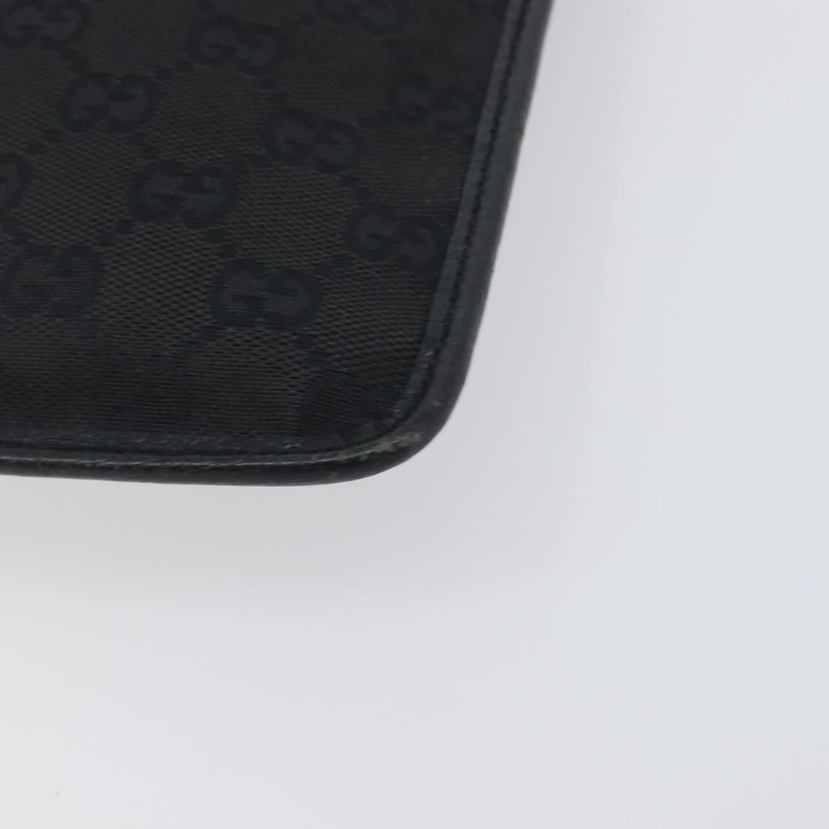 Gucci Vintage Flat Messenger Gg Canvas And Leather Black Canvas Handbag (Pre-Owned)
