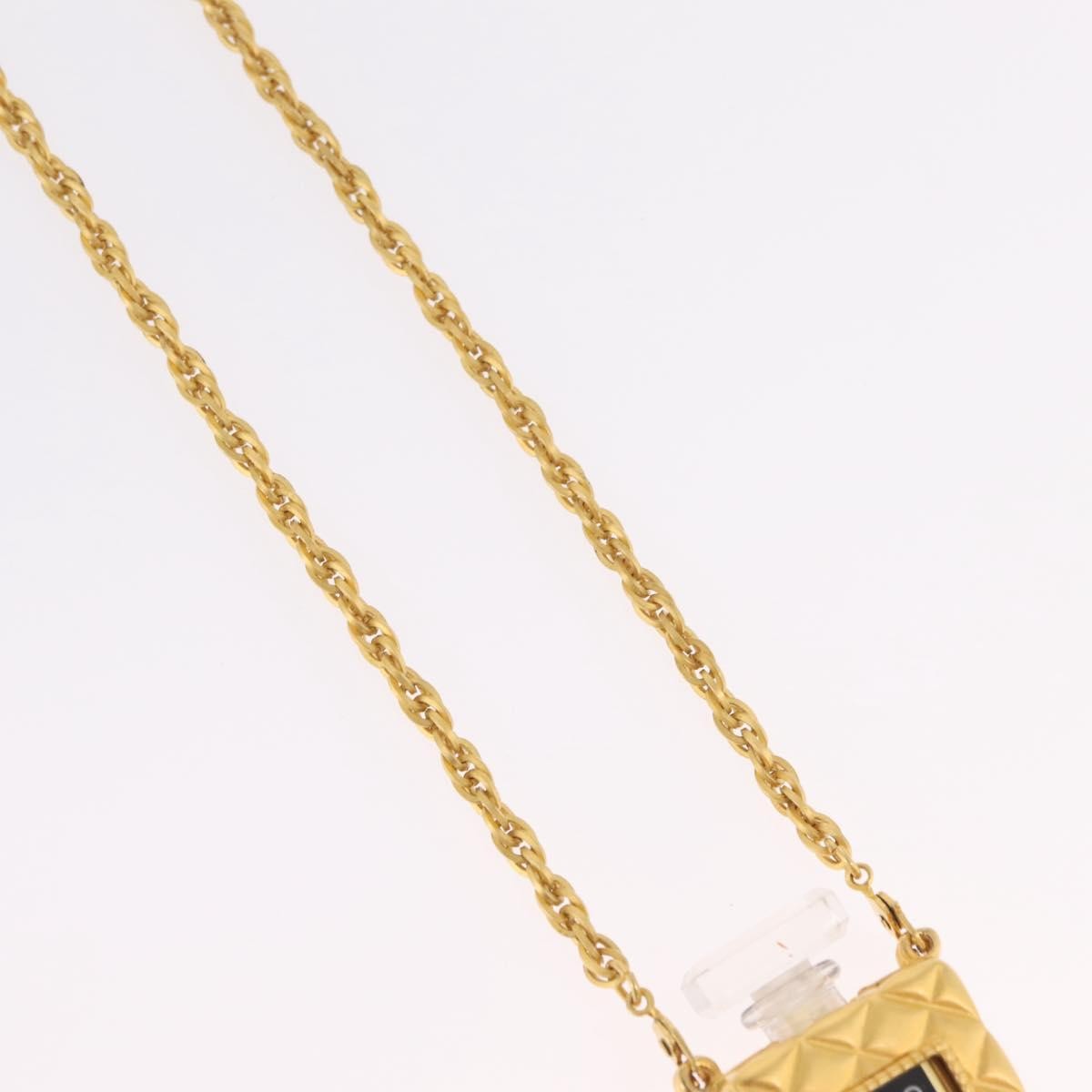 Chanel Cc Perfume Bottle Pendant Chain Long Metal With Crystals And Faux Pearls Gold Metal Necklace Jewelry (Pre-Owned)