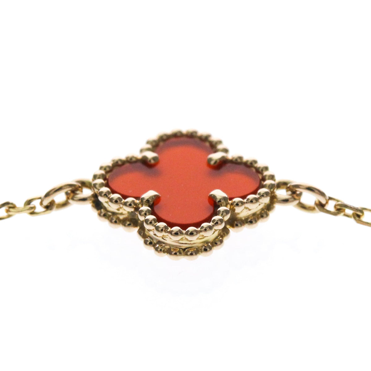 Van Cleef & Arpels Sweet Alhambra 18K Rose Gold And Carnelian Gold Pink_Gold Bracelet Jewelry (Pre-Owned)