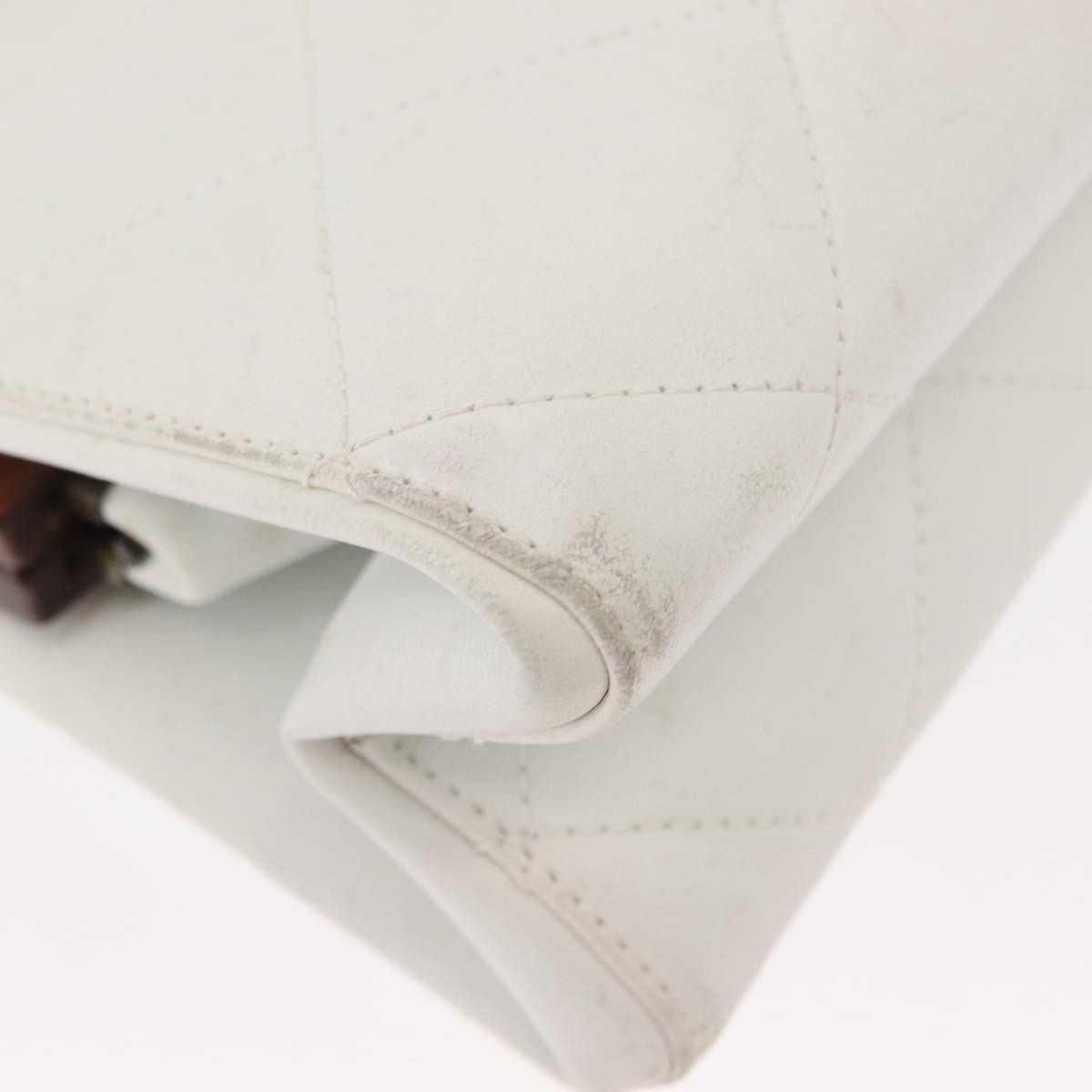 Chanel Resin Chain Clutch Bag Quilted Leather & Tortoise-Shell Motif Resin White Leather Clutche & Pouche Bag (Pre-Owned)