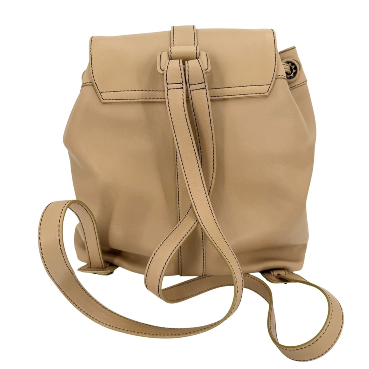 Chanel Vintage Cc Turnlock Leather Beige Leather Backpack Bag (Pre-Owned)