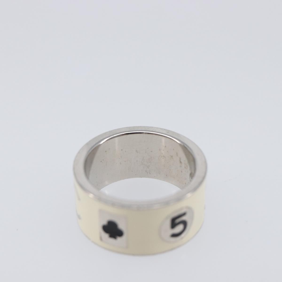 Chanel Heart Band Metal And Enamel Silver Metal Ring Jewelry (Pre-Owned)