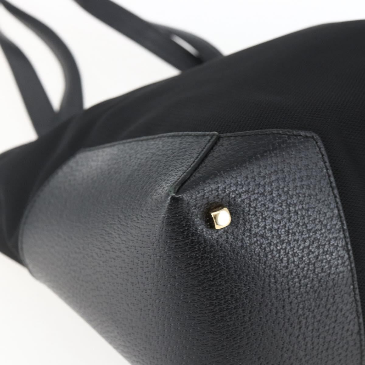 Salvatore Ferragamo Tote Woven Leather Black Canvas Tote Bag Bag (Pre-Owned)