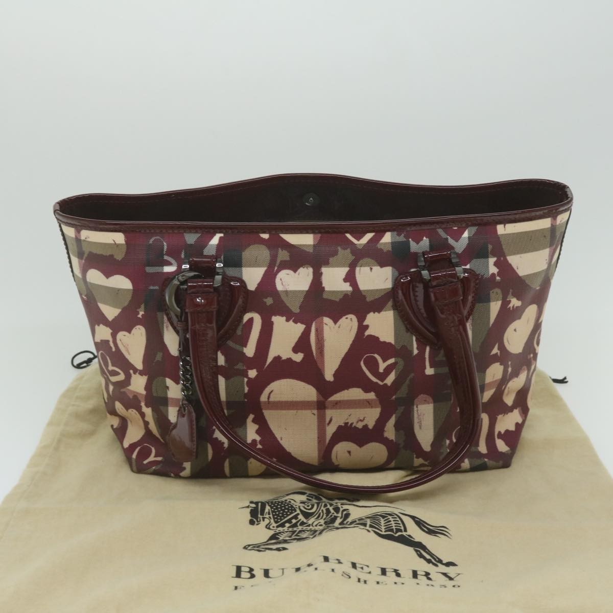 Burberry Open Nova Check Heart Coated Canvas Multicolour Canvas Tote Bag Bag (Pre-Owned)