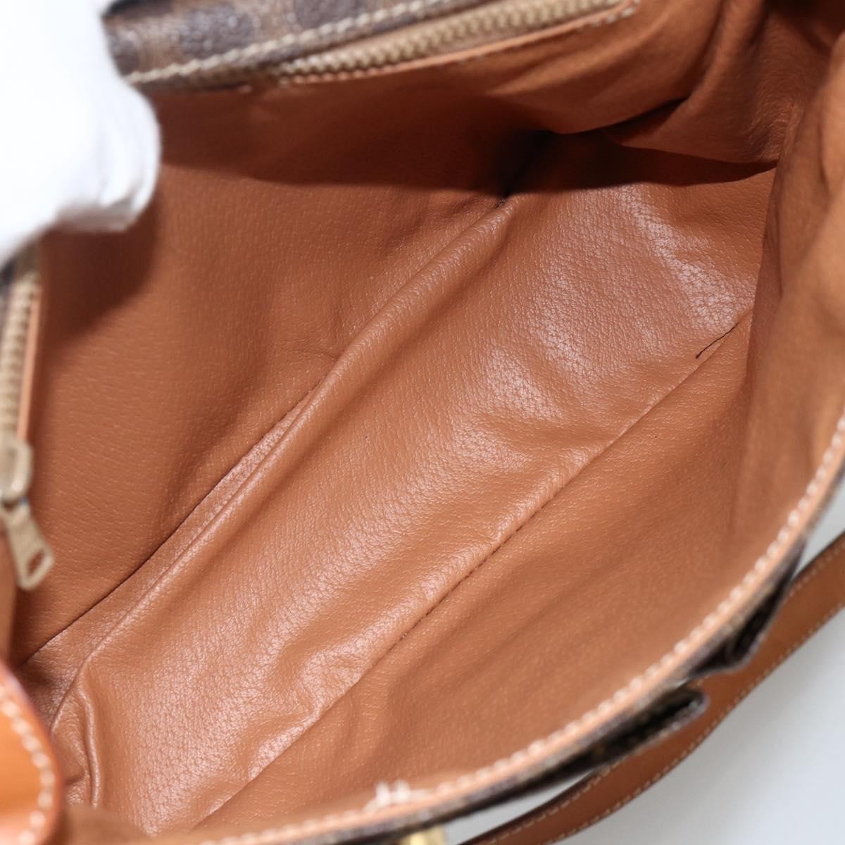 Celine Vintage Macadam Circle Logo Canvas And Leather Brown Canvas Shoulder Bag Bag (Pre-Owned)