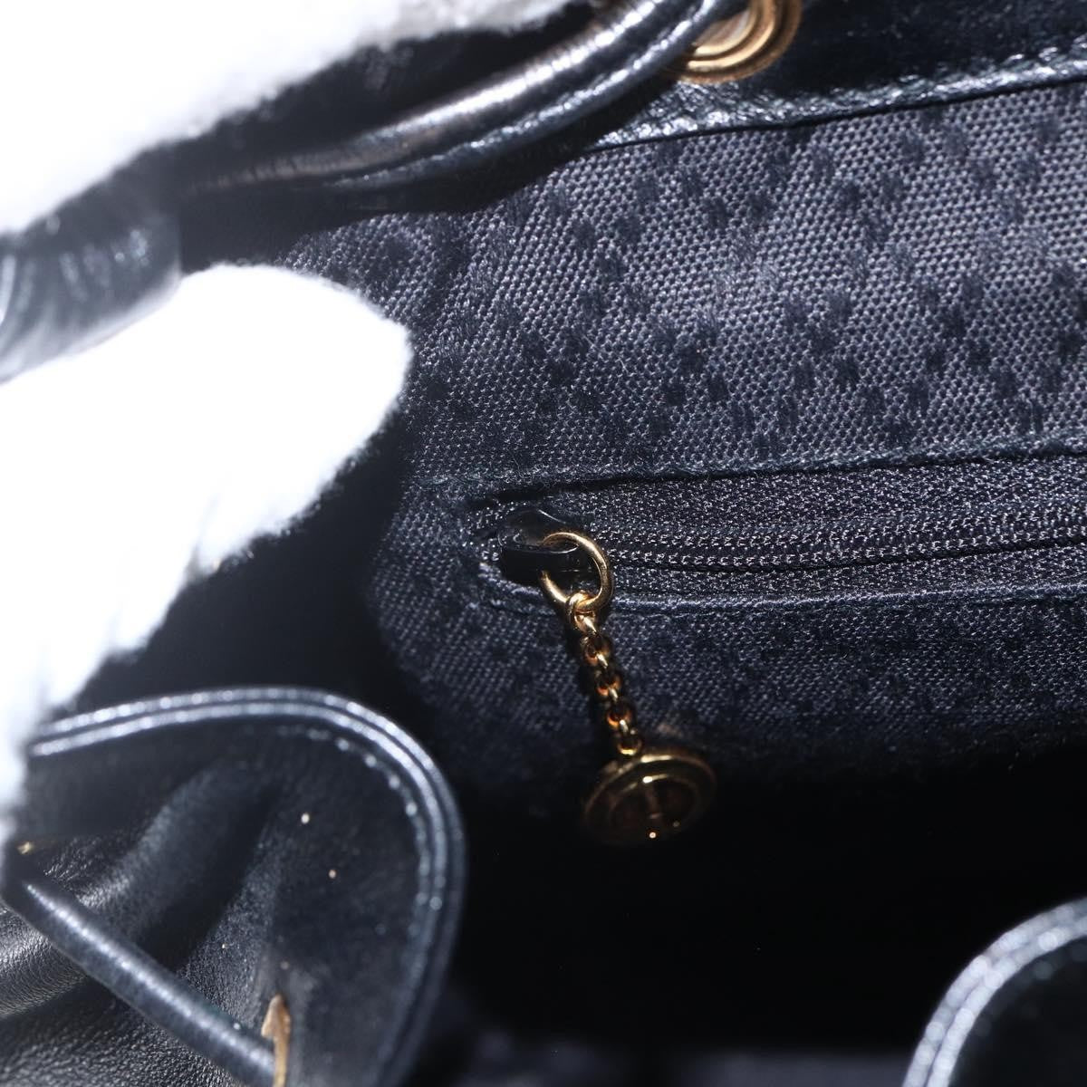 Gucci Vintage Bamboo Leather Black Leather Backpack Bag (Pre-Owned)