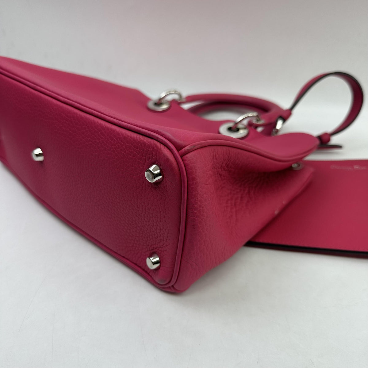 Christian Dior Diorissimo Leather With Sequins Pink Leather Tote Bag Bag (Pre-Owned)
