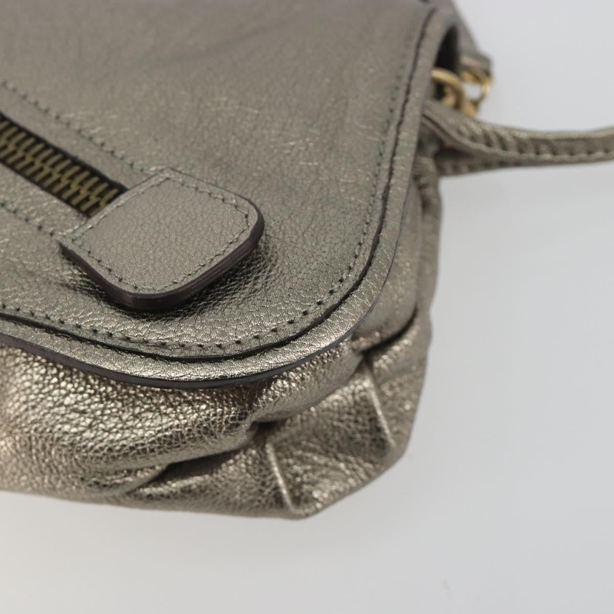 Salvatore Ferragamo Gancini Leather Silver Leather Shoulder Bag Bag (Pre-Owned)